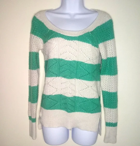 SO green and white striped knit sweater - Picture 8 of 14